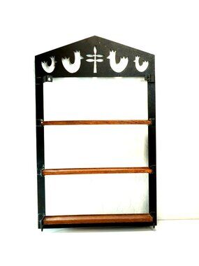 Vintage Wood Metal Chicken Rooster Wall Shelf Farmhouse Country Spice Rack